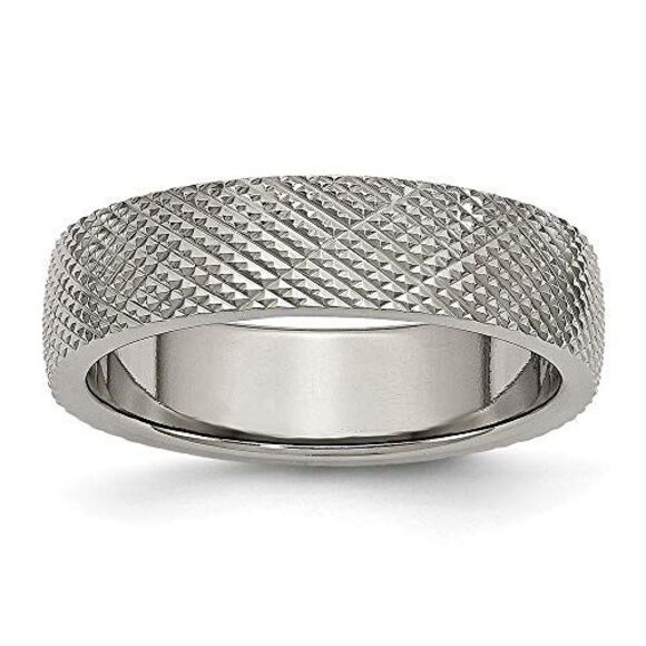 Kazi Luxury Chisel Titanium Polished and Textured 6mm Band - Picture 8 of 9